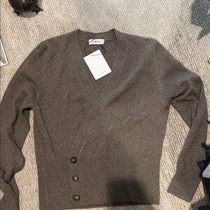 Lardini Brown Wrap-Front V-Neck Button Cardigan